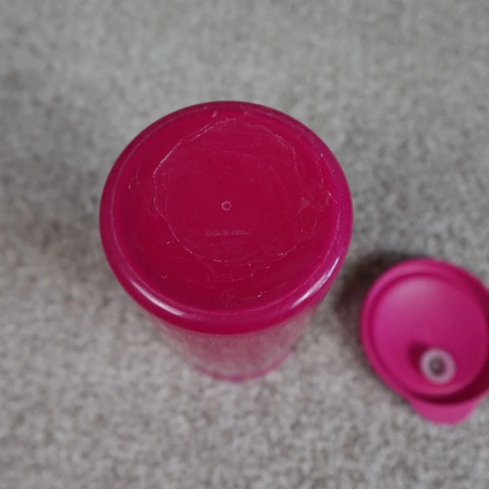 Tupperware Pink Double Wall 24oz Tumbler with Straw Seal Lid 3329A-1
